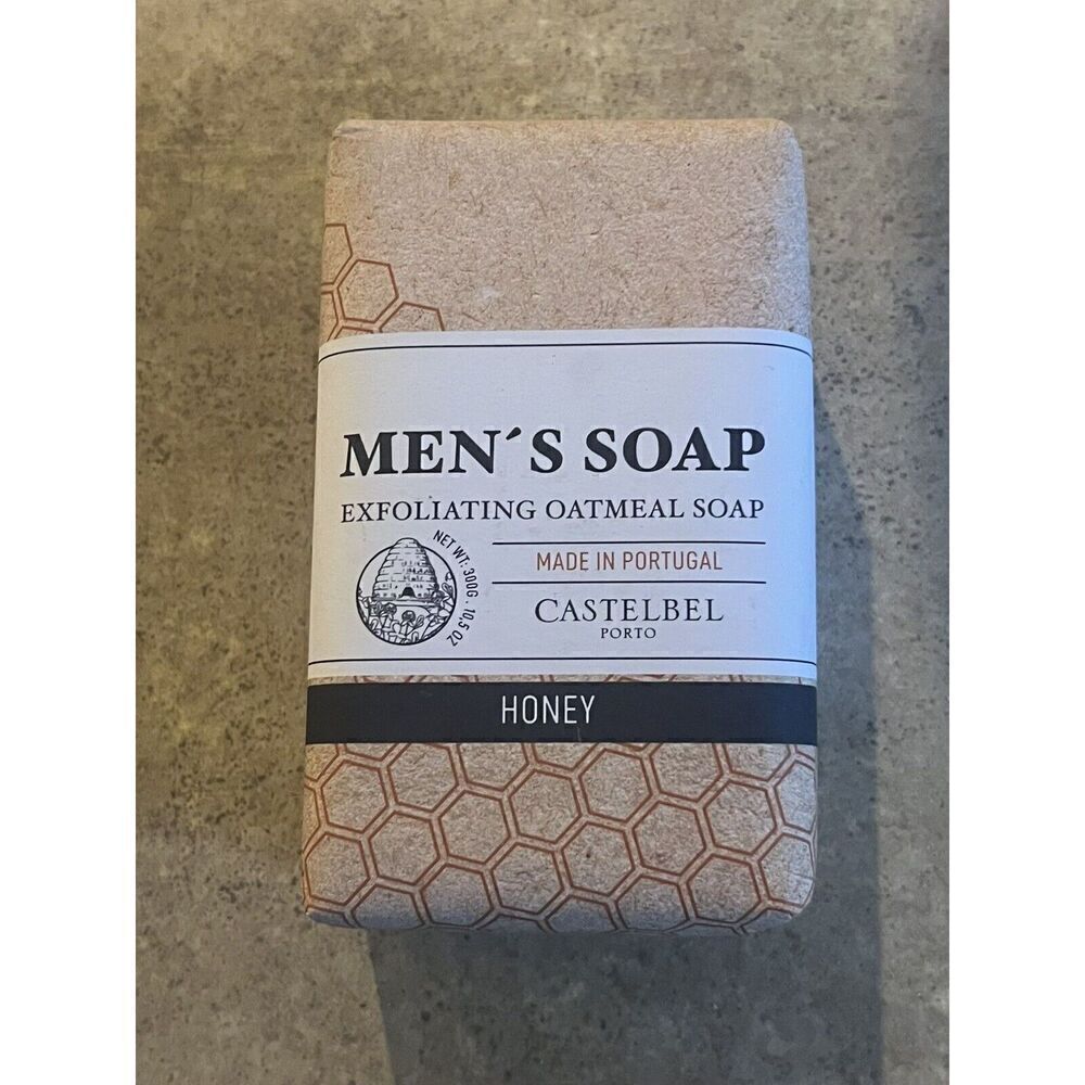 Castelbel Luxury Men's Bath Bar Soap Honey exfoliating oatmeal Large 10.5oz Gift